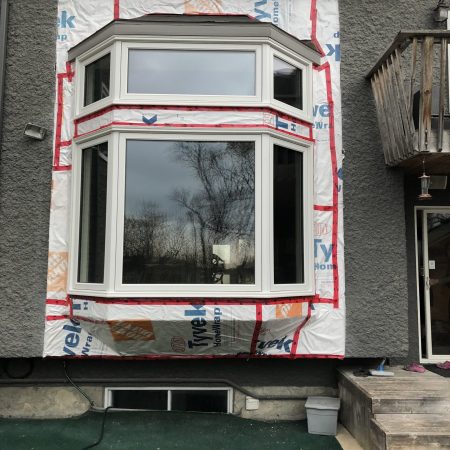 Large Bay Window, House-Wrapped Ready For Wire