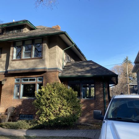 Stucco Matching After New Roof On Centennial Home