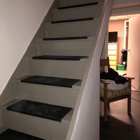 Staircase With Grip Pads After Carpet Removal & Fresh Paint