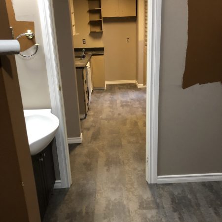 Bathroom/ Kitchen Flooring, Trim & New Vanity