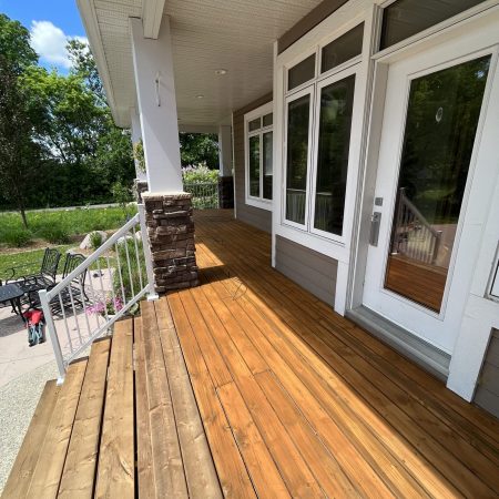 New Staircase Before Stained To Match Existing Deck